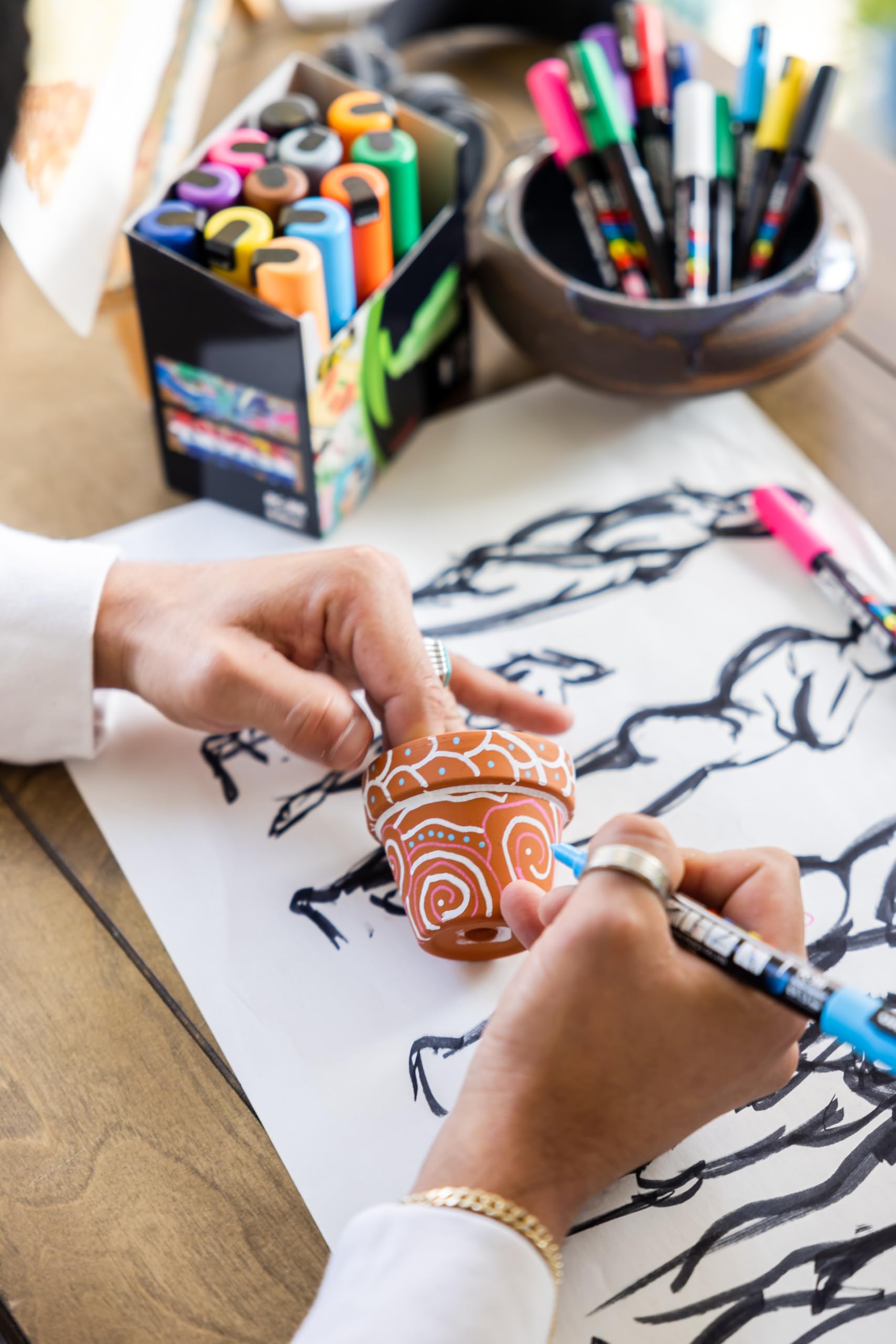 posca Paint Markers, 8K Broad Bold Chisel Tips, Acrylic Artist Recommended Pens for Coloring Gifts, Decorations, Fabric, Canvas, Glass, Wood or Metal, Set of 15