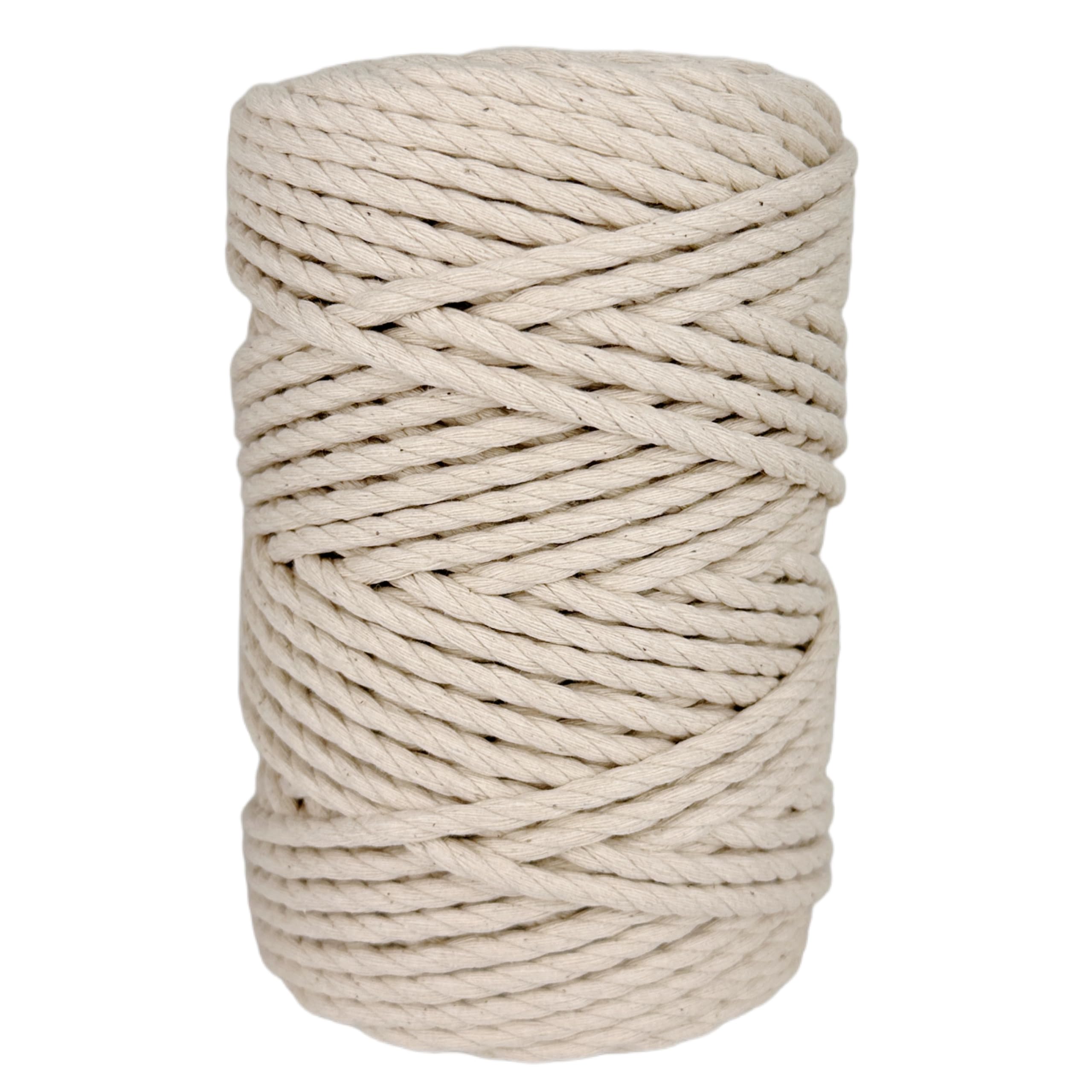 Macrame Cord. 100% Natural Cotton Rope for Crafts, Toys, Decorations, Packaging, Gardening. 5MM * 75M. Natural — image 1