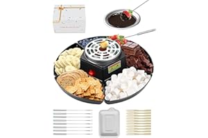 Smores Kit Roaster & Fondue Set with Temperature Control – Electric Chocolate Melter for Indoor Marshmallow Roasting, Date Ni