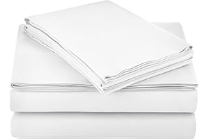Amazon Basics Lightweight Super Soft Easy Care Microfiber 4-Piece Bed Sheet Set with 14-Inch Deep Pockets, Full, Bright White, Solid