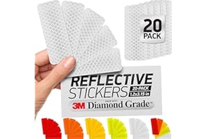 Byllstore Reflective Safety Tape Stickers | 3M Diamond Grade | White | 1.2″ x 3.15″ | 20-Pack | Safety Warning Tape for Helmets, Cars, Mailboxes & More