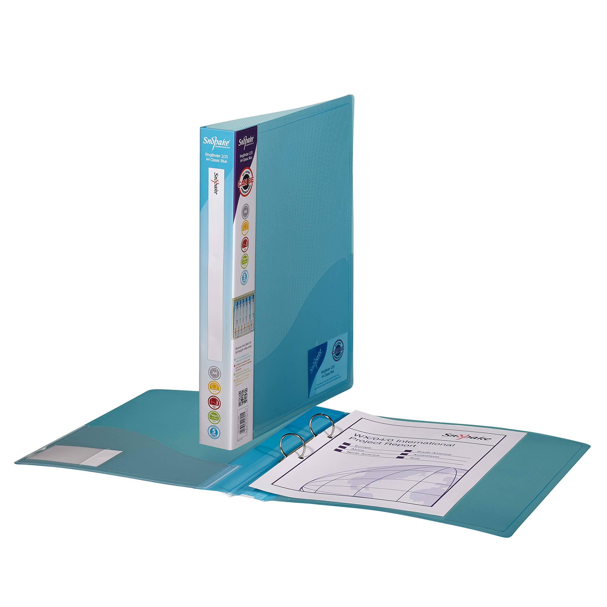 Snopake A4 2 O-Ring 25 mm RingBinder – Classic Blue [Pack of 10] Ref: 10180