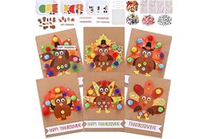 Motipuns 24 Sets Thanksgiving Card Making Kits for Kids DIY Thankful Cards Make Your Own Thank You Greeting Card Making Kit Craft for Kids Thanksgiving Turkey Theme Party Decor Fun Home Activity