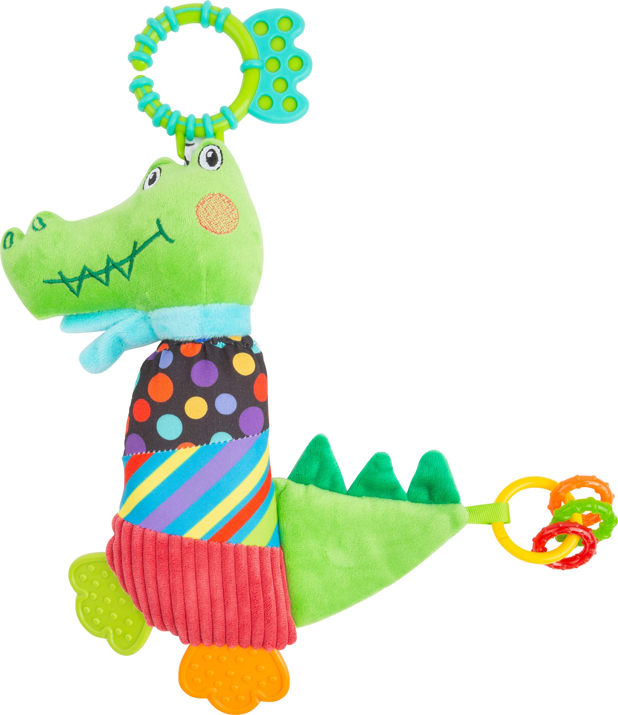 Small Foot 11423 Plush Crocodile, Rattle, Infant's Toy, Learning Toy