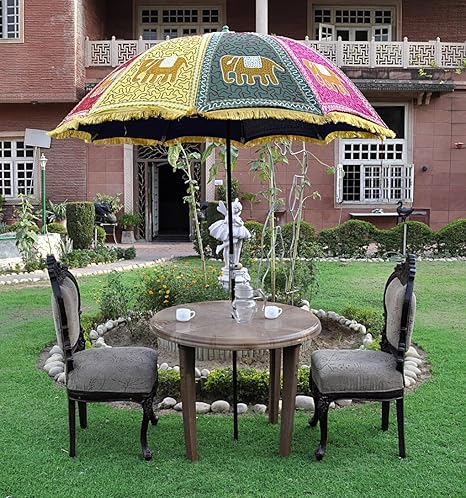 Lalhaveli Elephant Embroidery Design Garden Umbrella For Birthday Party Decoration 52 X 72 Inches