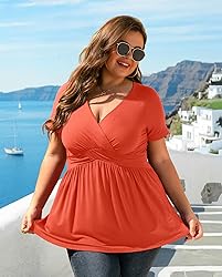 TIANZHU Plus Size Tops for Women Peplum Tunic Top
