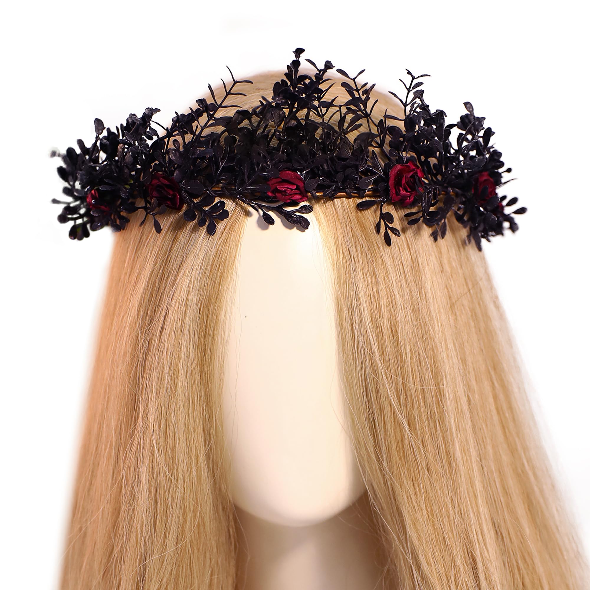 Gothic Black Flower Crown - Woodland Fairy Headpiece Dark  display picture 3