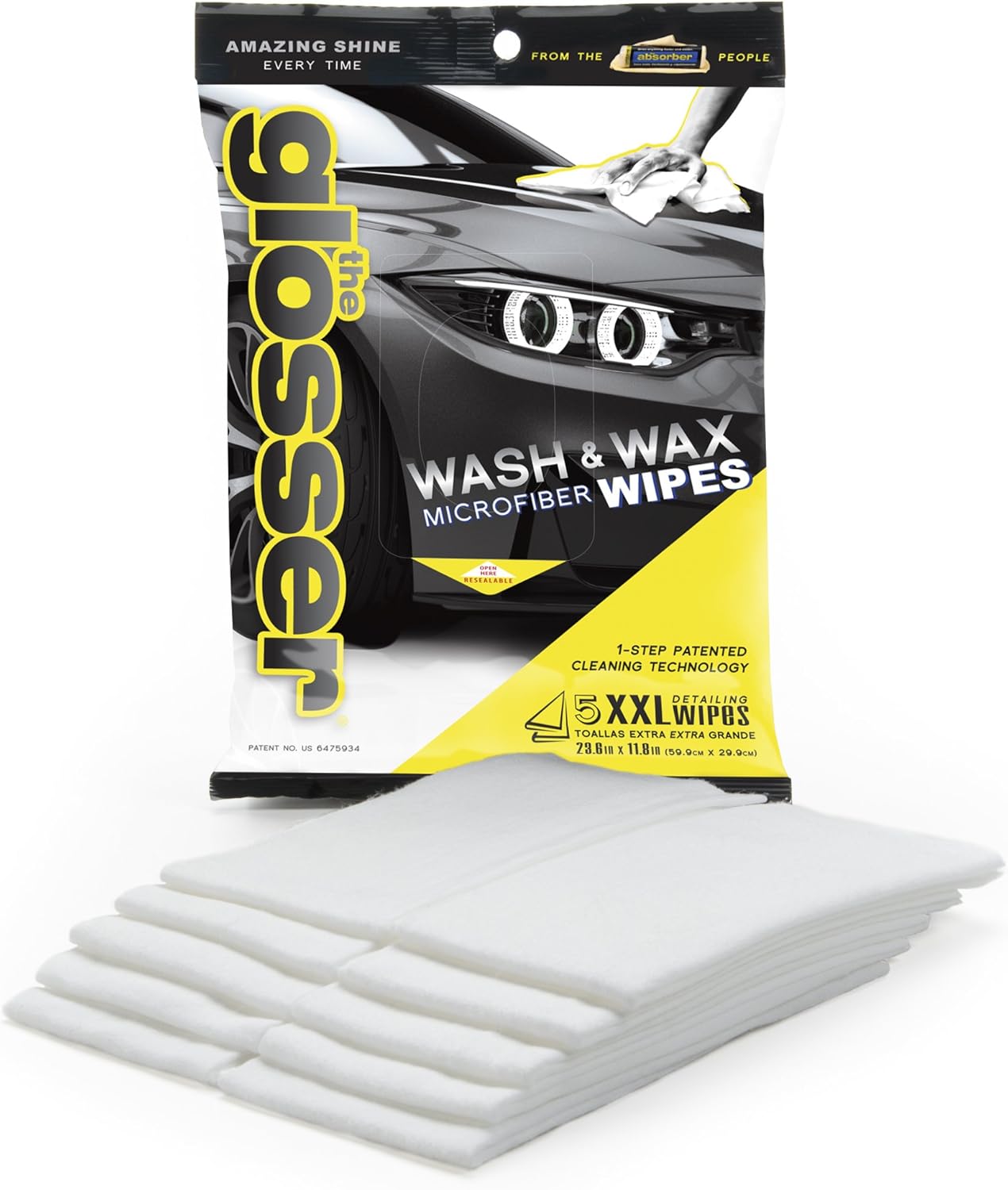 Clean Tools 99006M The Glosser Microfiber Detailing Wipes, 5-Pack: Automotive