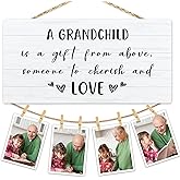 Hiuwevt Grandchild Grandparents Picture Frame Photo Hanging Display, Grandparents Grandma Grandpa Gifts, Grandparent Gifts Picture Board Photo Holder for Wall Decor