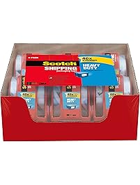 Scotch Heavy Duty Shipping Packaging Tape, 1.88 inches x 800 inches, 6 Rolls with Dispenser, 1.5 inch Core (142-6)