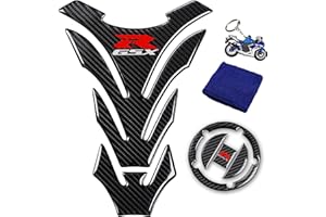 REVSOSTAR Real Carbon Gas Cap, Fuel Cap Decal, Tank Pad Stickers, Tank Protector for GSXR 600 GSXR 750 GSXR 1000 K6 K7 K8 K9 L1 2006-2017, 4Pcs Per Set
