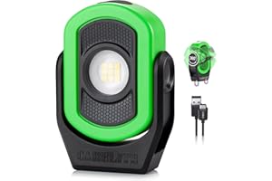 CARELITE Magnetic Work Light – 780 Lumen Compact Pocket Light, Rechargeable 3000mAh, 360° Pivot, Durable & Portable for Mechanics & Jobsites (Green, 1 Pack)