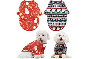 HYLYUN Dog Christmas Shirt 2 Packs - Christmas Pet Shirt Soft Breathable Puppy Shirts Printed Pet Clothing for Small Dogs and Cats M
