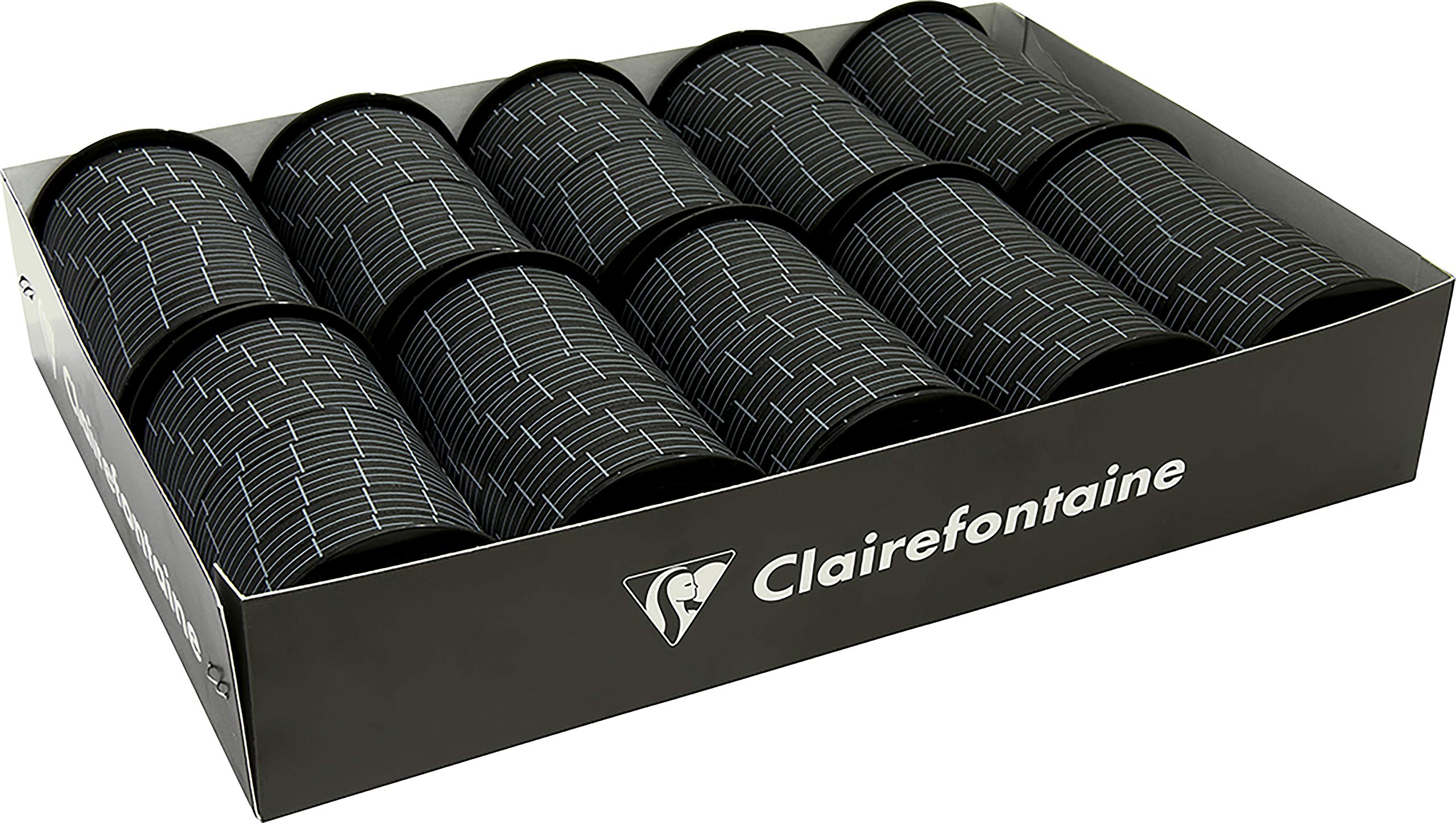 Clairefontaine 612704C - One Tray of 10 Rolls of Ribbon - Dimensions : 10m x 10mm - Pattern : Black Writing - Creative - Accessories for Gift Wrapping