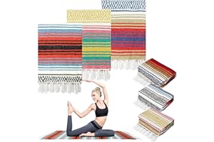 3 Pack Mexican Blanket Authentic Large Mexican Yoga Blanket 45 x 70 Inch Soft Boho Serape with Fringed for Outdoor Beach Picn