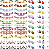 NEBURORA Hippie Costume Accessories Set 60s 70s Daisy Headband Peace Sign Necklaces Hippie Sunglasses for Carnival Party