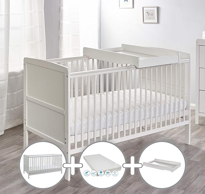 3 Piece Essential Cot Bed Bundle Cot Bed + Spring Mattress + Cot Top