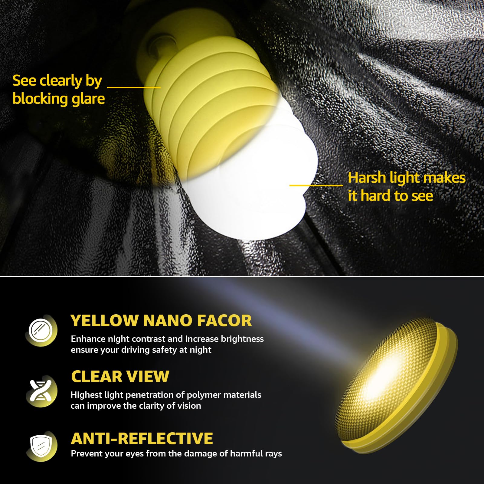 Myiaur Polarized Night Vision Glasses for Women, Anti Glare Driving Vision Glasses with Yellow Lens, UV400 Protection