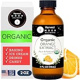 Organic Orange Extract for Baking, Ice Cream, Drinks, and Candy - 2 oz - Water-Soluble - By Harvest Moon Delights - Pure Orange Extract, Flavoring, Flavor