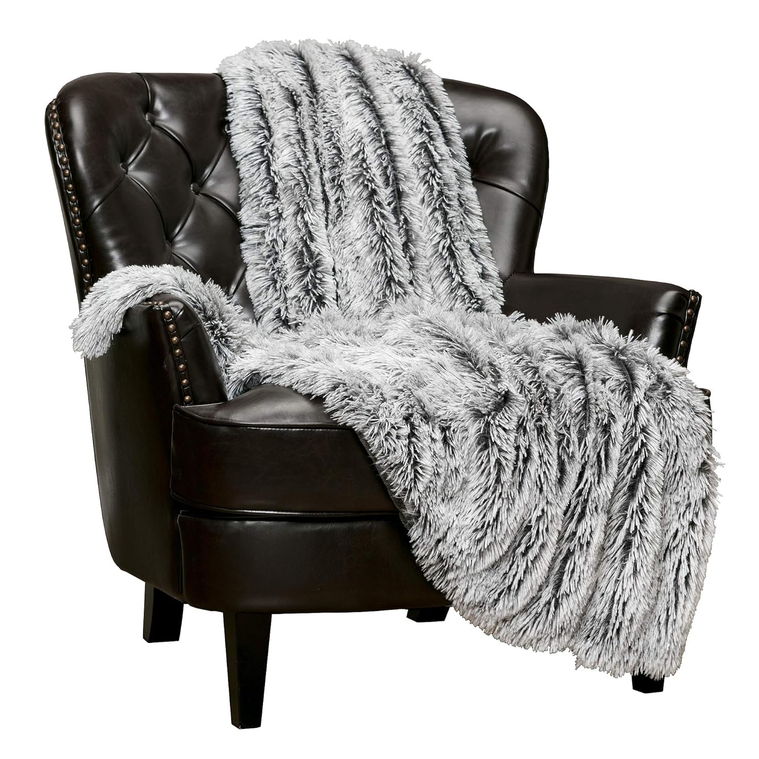 Chanasya Shaggy Longfur Faux Fur Throw Blanket - Fuzzy Lightweight Plush Sherpa Fleece Microfiber Blanket - for Couch Bed Chair Photo Props (50x65 Inches) Grey