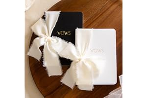 Modern Album Designs Black White Embossed Slim Vow Books w/Ribbon (Set of 2) - 5.625 x 4 Minimalist Pocket Sized Embossed Wedding Ceremony Vow Renewal Speech Notebook Journal