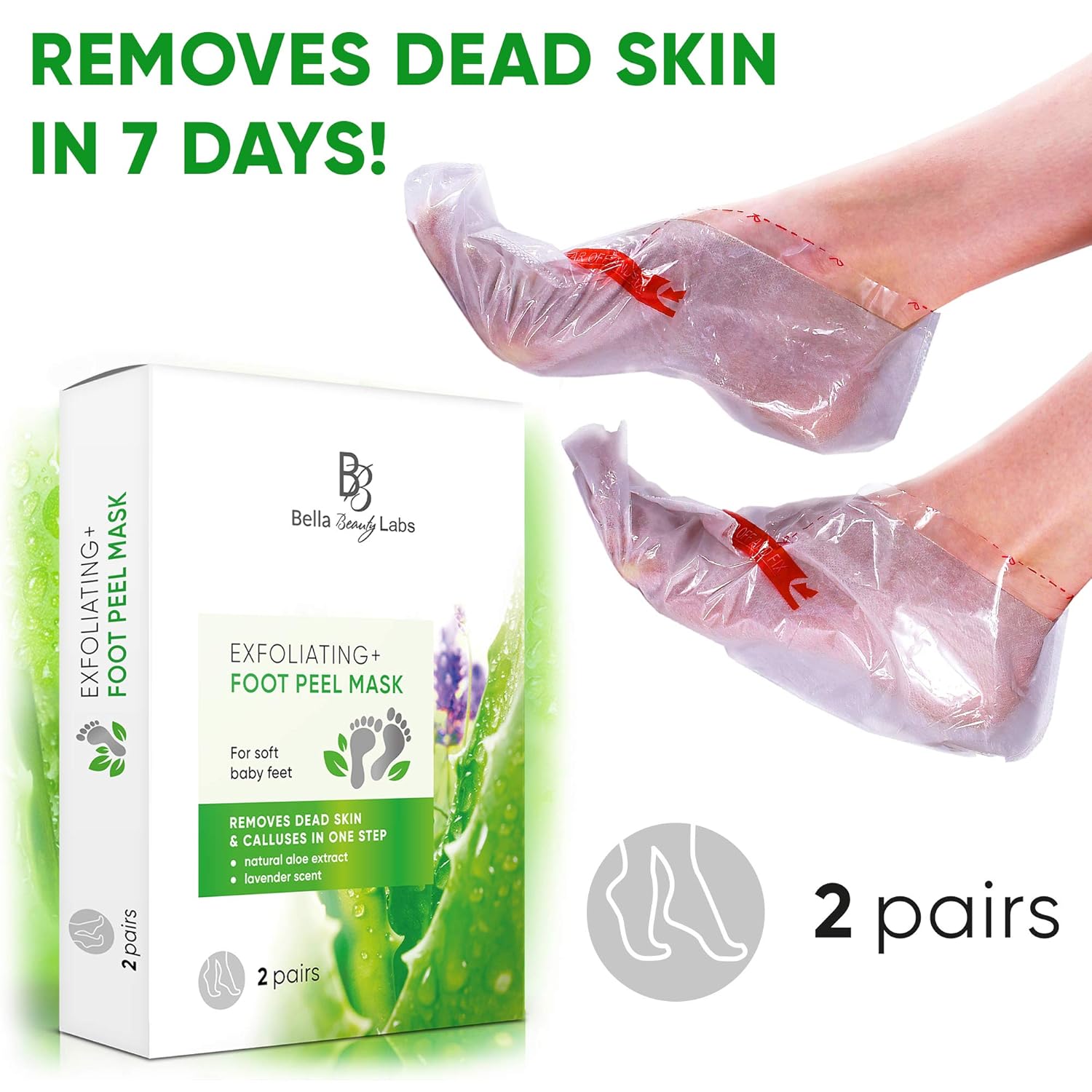 Exfoliating Foot Peel Mask for Smooth Soft Touch Feet - 2 Pairs per Box - Peeling away Calluses and Dead Skin Remover. Repair Rough Heels 2 packs - Baby Foot Gel Socks Booties - Natural Aloe Extract: Beauty