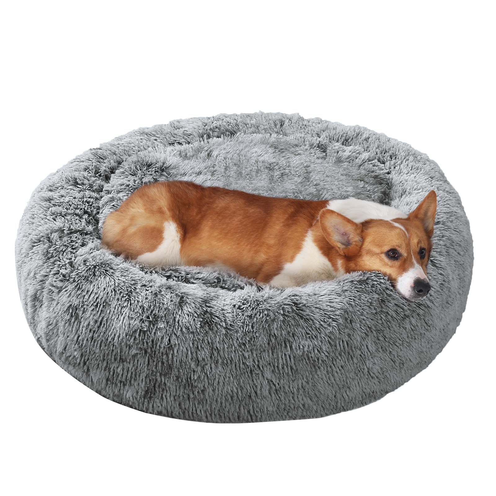 JOLLYVOGUE Dog Bed, Calming Anti-Anxiety Large Dog Bed, Fluffy Donut Cushion for Medium and Large Pets (27"/30"/36") Image