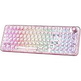 YUNZII X98 QMK/VIA Wireless Mechanical Gaming Keyboard with Knob,Tri-Mode BT5.0/USB-C/2.4GHz Hot Swappable Keyboard,Pre-lubed Switches Gasket Mount RGB Backlit for Wins/Mac (Pink, Crystal Switch)