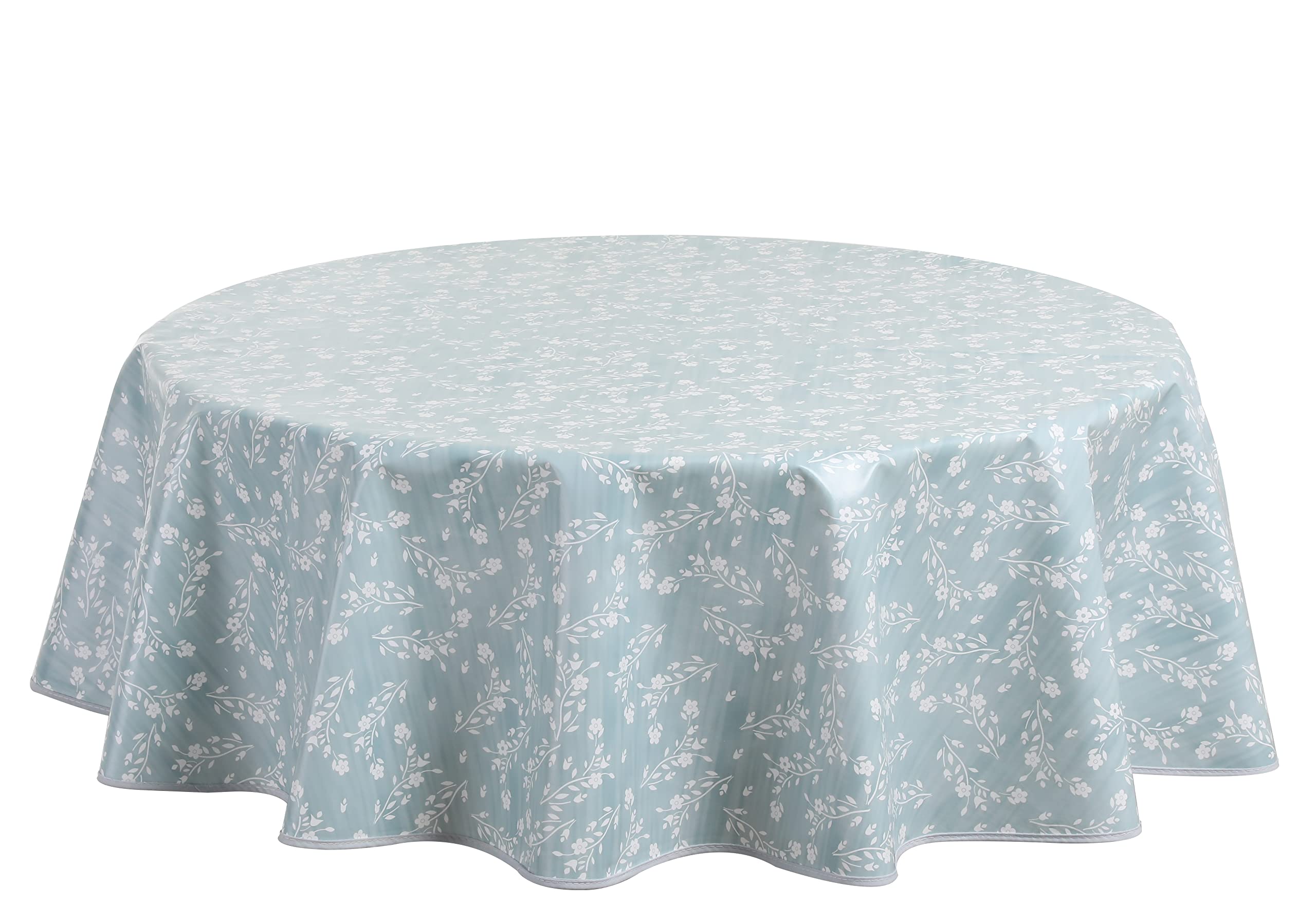Home Direct Round Oilcloth PVC Wipe Clean Tablecloth Table Cover 155cm 61" Duck Egg Blue Green