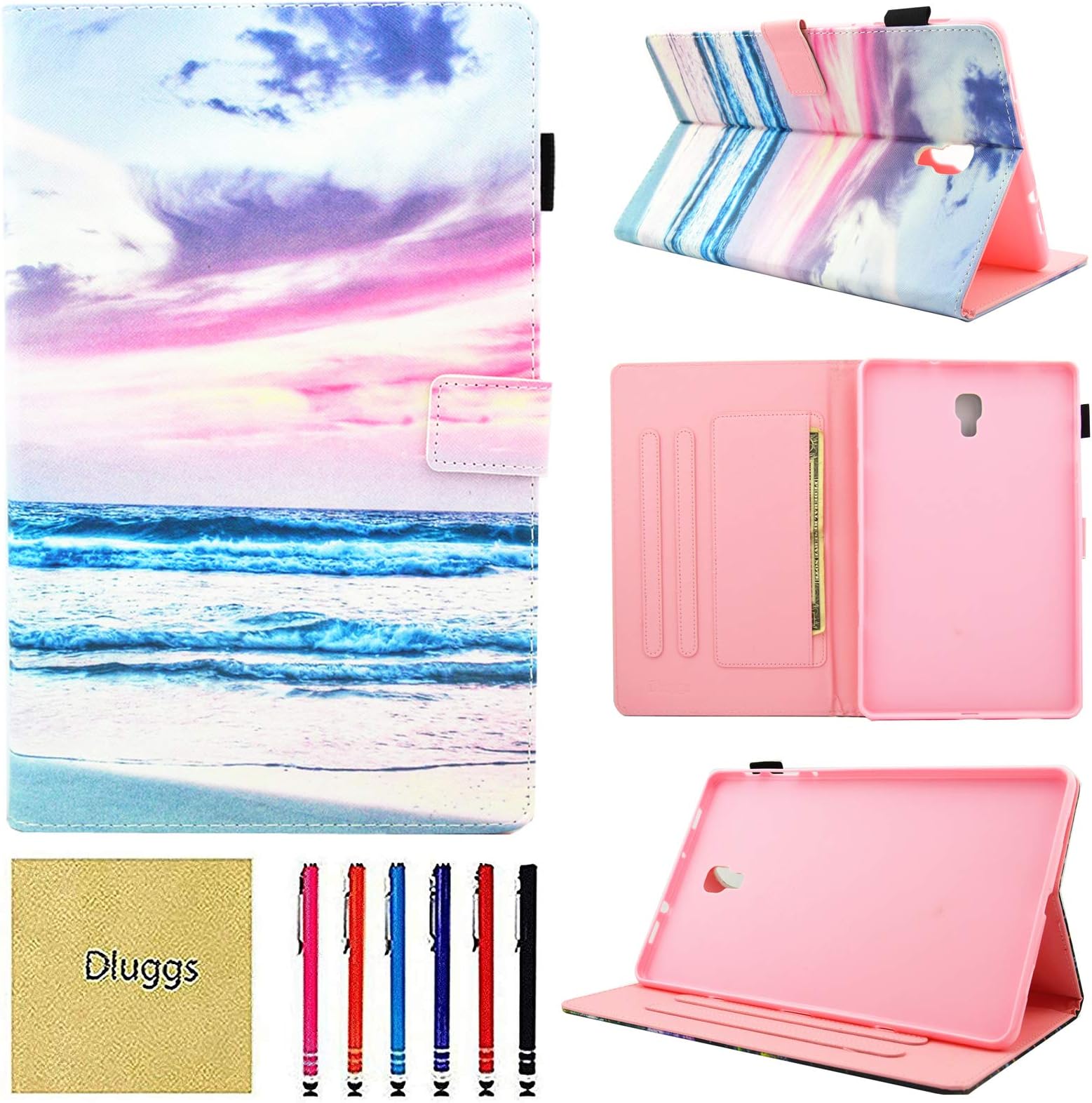 Samsung Galaxy Tab A 10.5 Case 2018, SM-T590 Case, Dluggs Protective PU Leather Folio Stand Pattern Magnetic Cover for Samsung Galaxy Tab A 10.5 Inch Model SM-T590 / T595 / T597, Brine