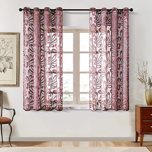 Amazon Com Top Finel Floral Sheer Curtains 54 Inch Length For