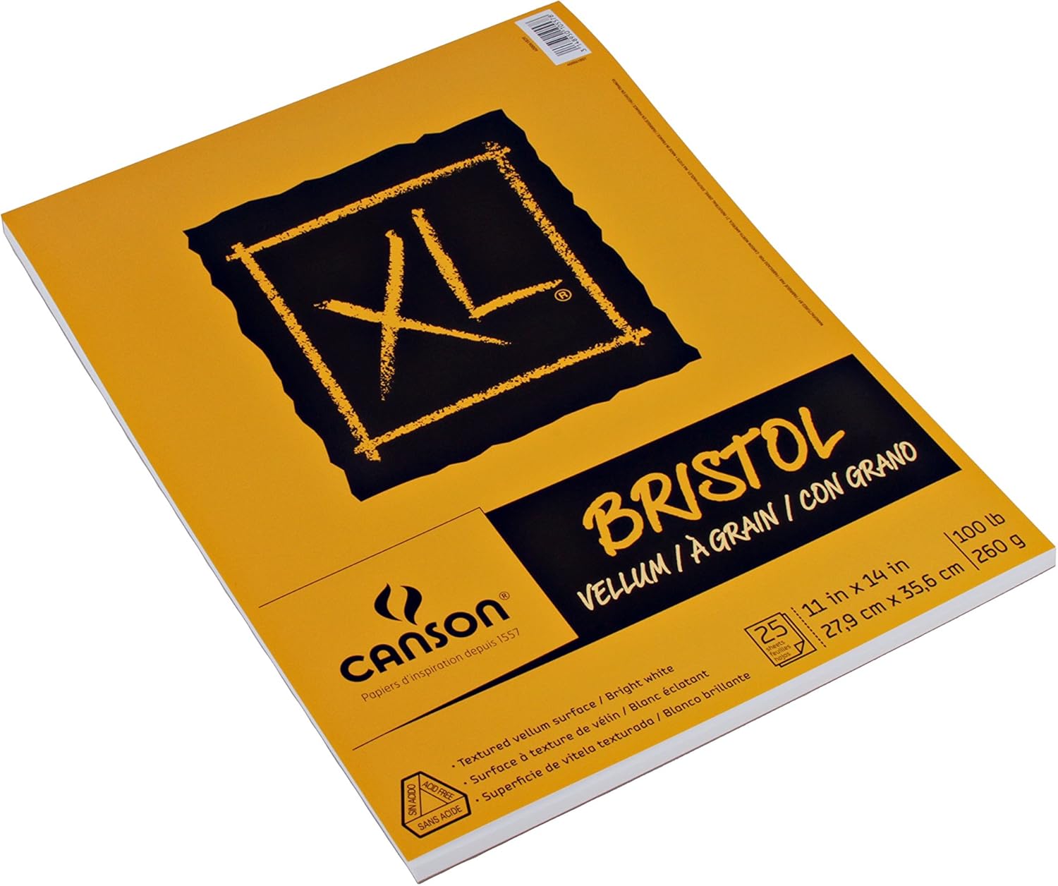 Canson XL Series Bristol Vellum Paper Pad, Heavyweight Paper for Pencil, Vellum Finish, Fold Over, 100 Pound, 11 x 14 Inch, Bright White, 25 Sheets: Arts, Crafts & Sewing