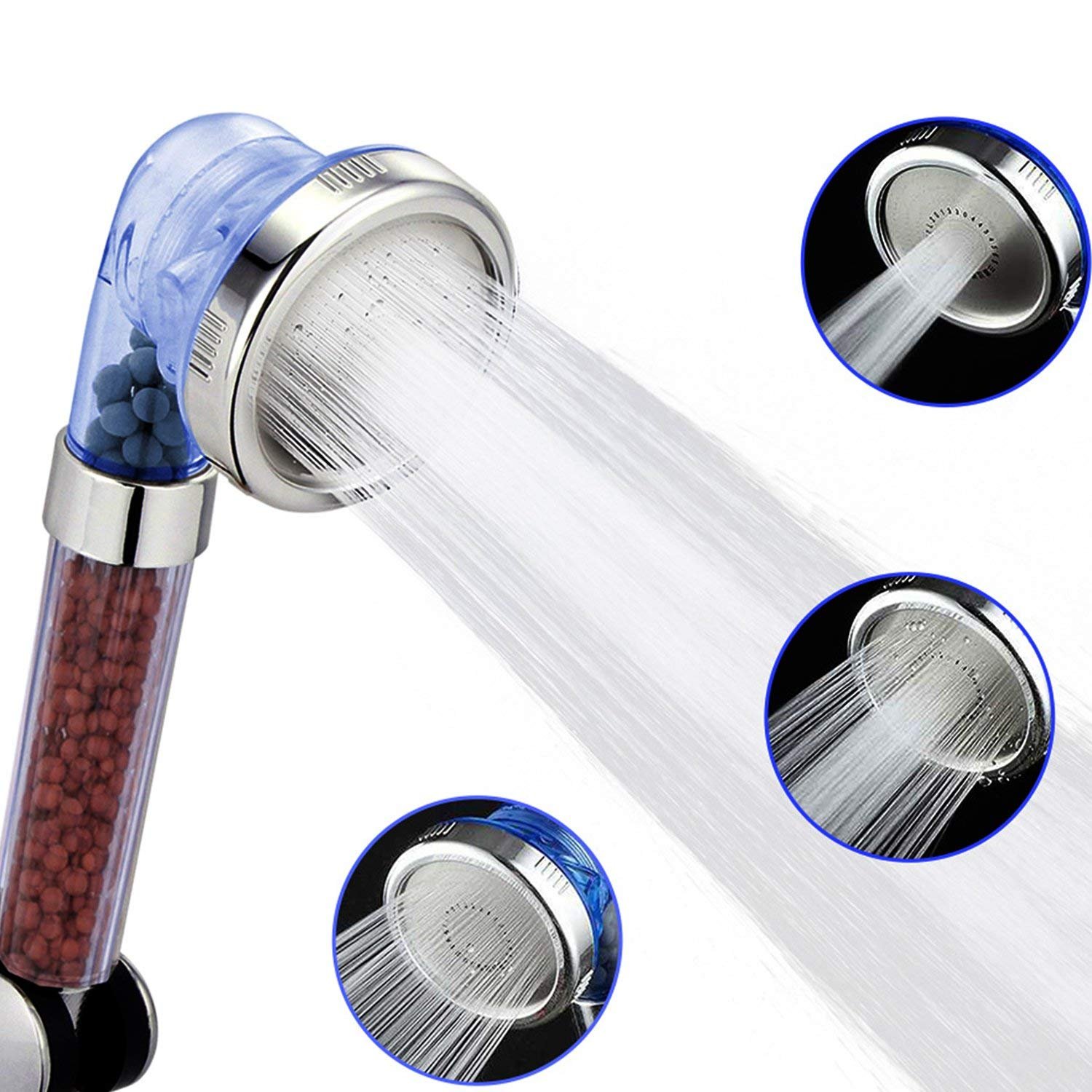 VEHHE 3 Jet Round Rainfall Hand Held Fixed Shower Head High Pressure & Saving Water Negative Lons Shower Sprinkler Head for Relation,Spa,Dry Hair and Skin