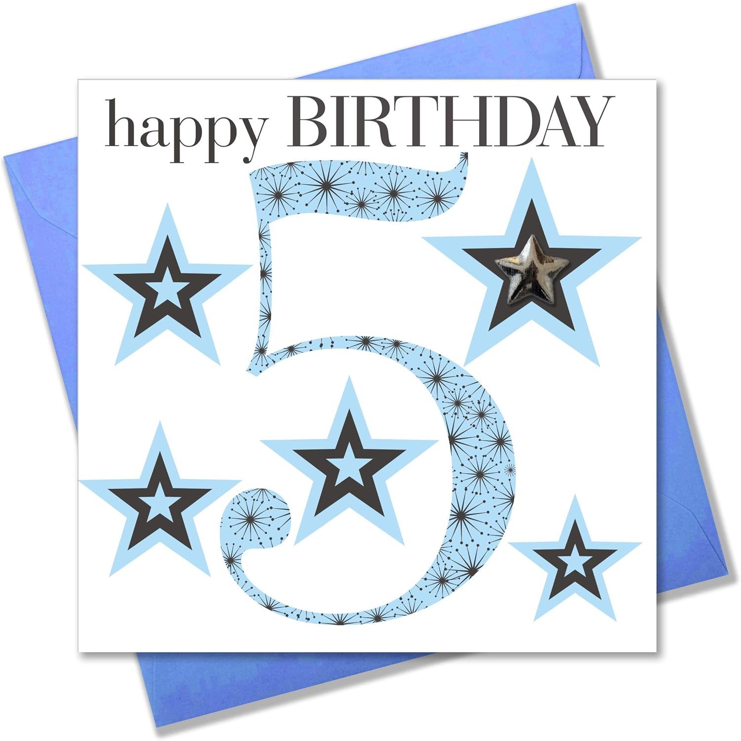 Claire Giles Ages Age 5 Boy Birthday Card AGE05B, Blue, 150mm x 150mm