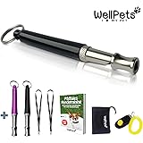 WellPets Hundepfeife 3 Stk | 7X Bonus: 2 Ersatz-Pfeifen, 2X Band, Klicker, Beutel, Ebook