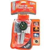 SOL Waterproof Bag Scout Survival Kit, All in One | Includes a 90% Heat-Reflective Blanket, Fishing &amp; Sewing Kit, Liquid-Filled Compass, Signal Mirror &amp; Fire Lite Starter