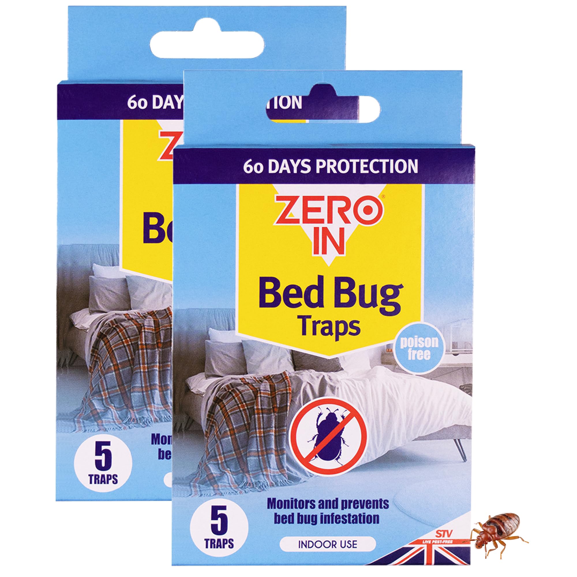 Zero In Bed Bug Traps - Bed Bug Interceptor for Monitoring, Detecting, and Killing Bed Bugs - Bed Bug Trap for Bed Legs, Mattresses, and Baseboards, 10 Pack