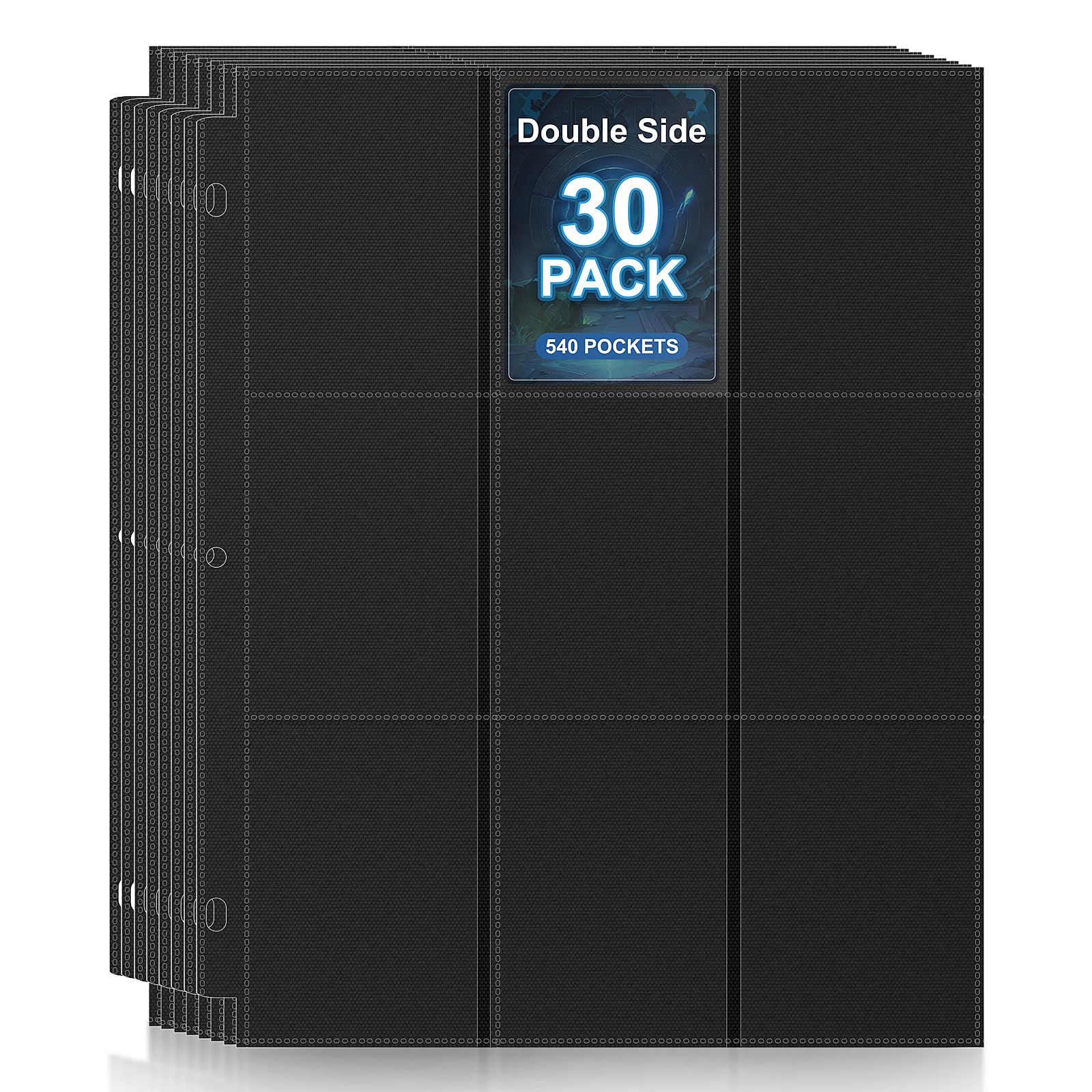 30 Pack Sheet Protectors,9 Pocket Double Sided Card Sleeves Page Protectors for 3 Ring Binder, 540 Pockets Baseball Card Binder,Fit for MTG, TCG, Baseball Standard Cards — image 1