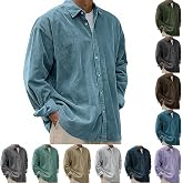 Mens Corduroy Shirt Long Sleeve Button Down Shirt Jacket Regular Fit Business Casual Work Shirts Shacket Oversize Tshirt