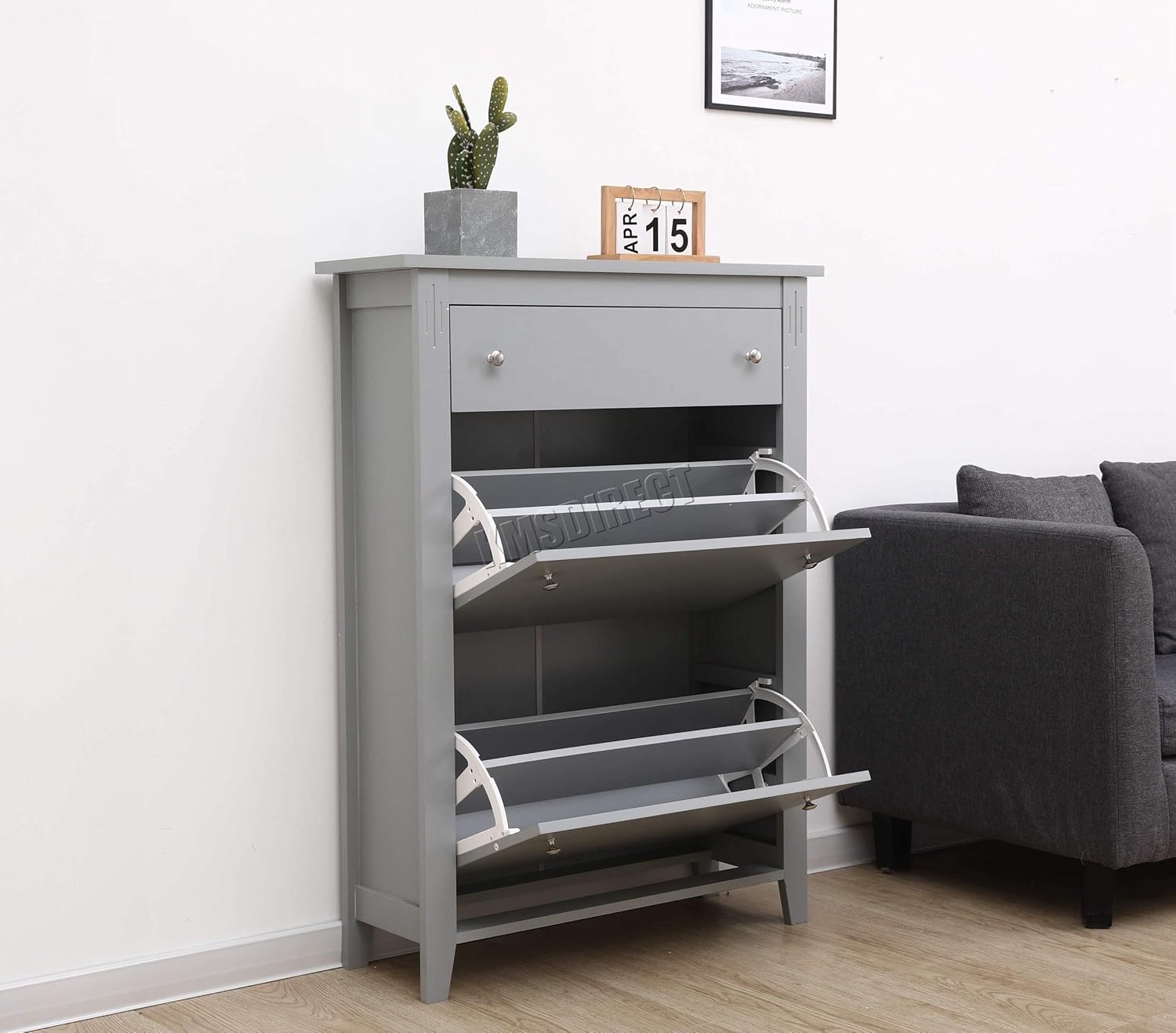 Westwood Wooden Shoe Storage Cabinet 2 Drawer Footwear Stand Rack