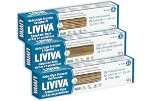 LIVIVA Low Carb High Protein KETO Pasta - Variety Pack (1 x Linguine, 1 x Spaghetti and 1 x Fettuccine) - 135 g Protein per B