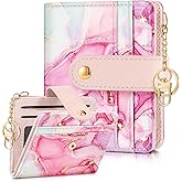 Bistup Wallet Women Slim Cute Leather Thin Bifold Small Card Wallet Purse for Ladies Teen Girls Female Tiny Medium Aesthetic Simple Girly Unique Pretty Modern Credit Card Holder Keychain Rfid