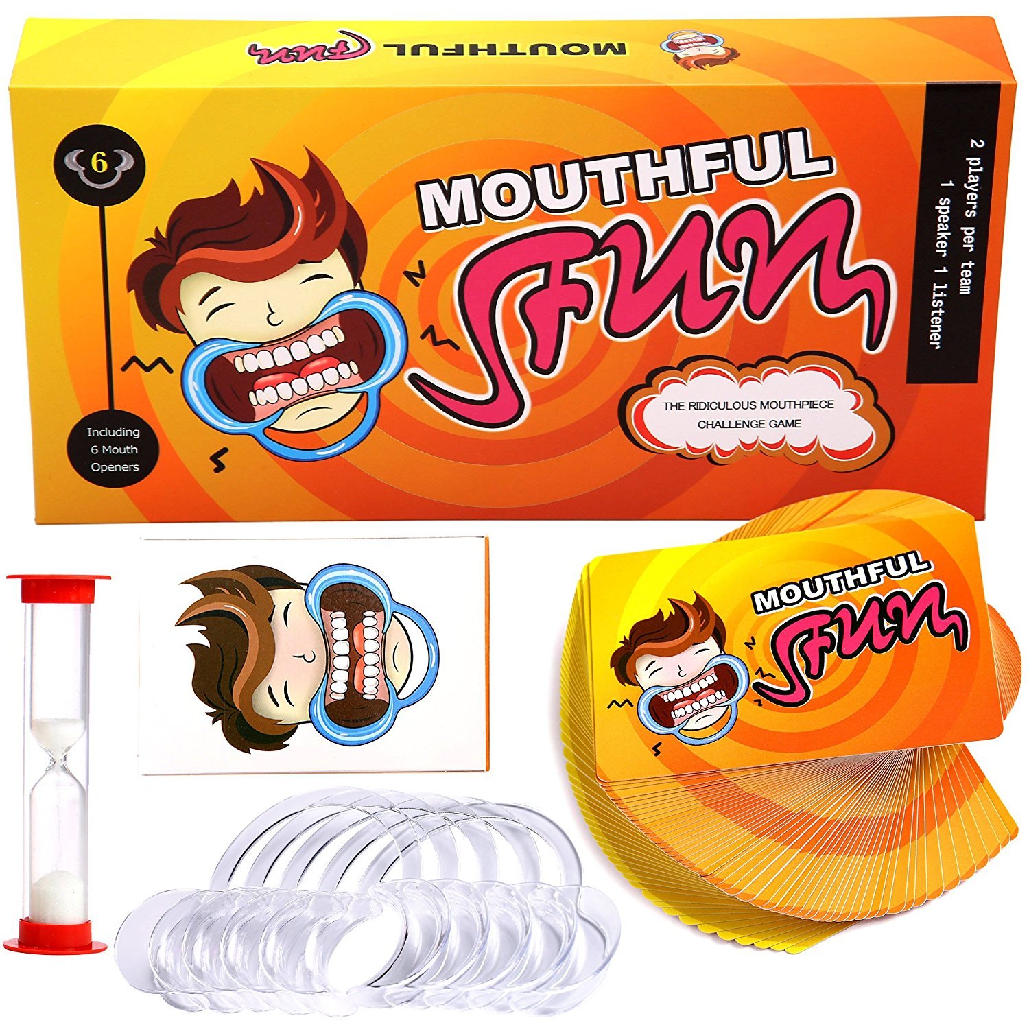 Mouthful Fun Card Game - Original Hilarious Lipless MouthGuard Challenge Board Game Party and Family Friendly Pack for Kids and Adults