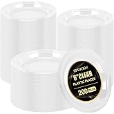 Cptoion 200 Pack 6 Inch Clear Plastic Dessert Plates - Disposable Round Appetizer and Small Cake Plates for Party, Dinner, Wedding, Catering, Birthday