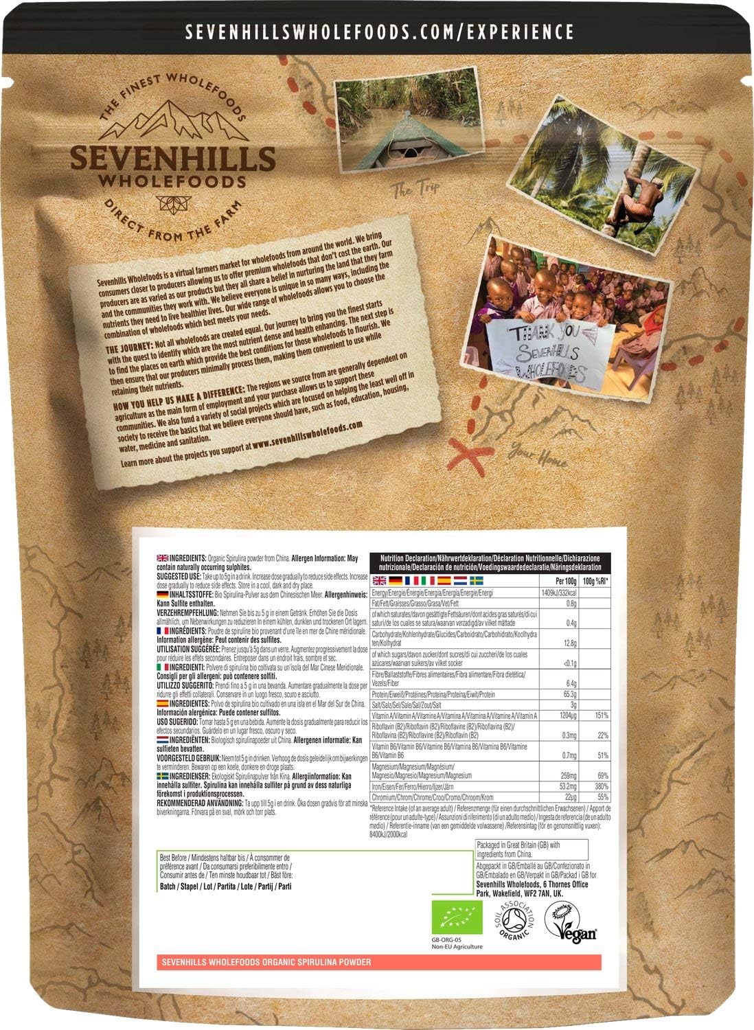 Sevenhills Wholefoods Organic Spirulina Powder 200g, 200 g (Pack of 1) - Image 3