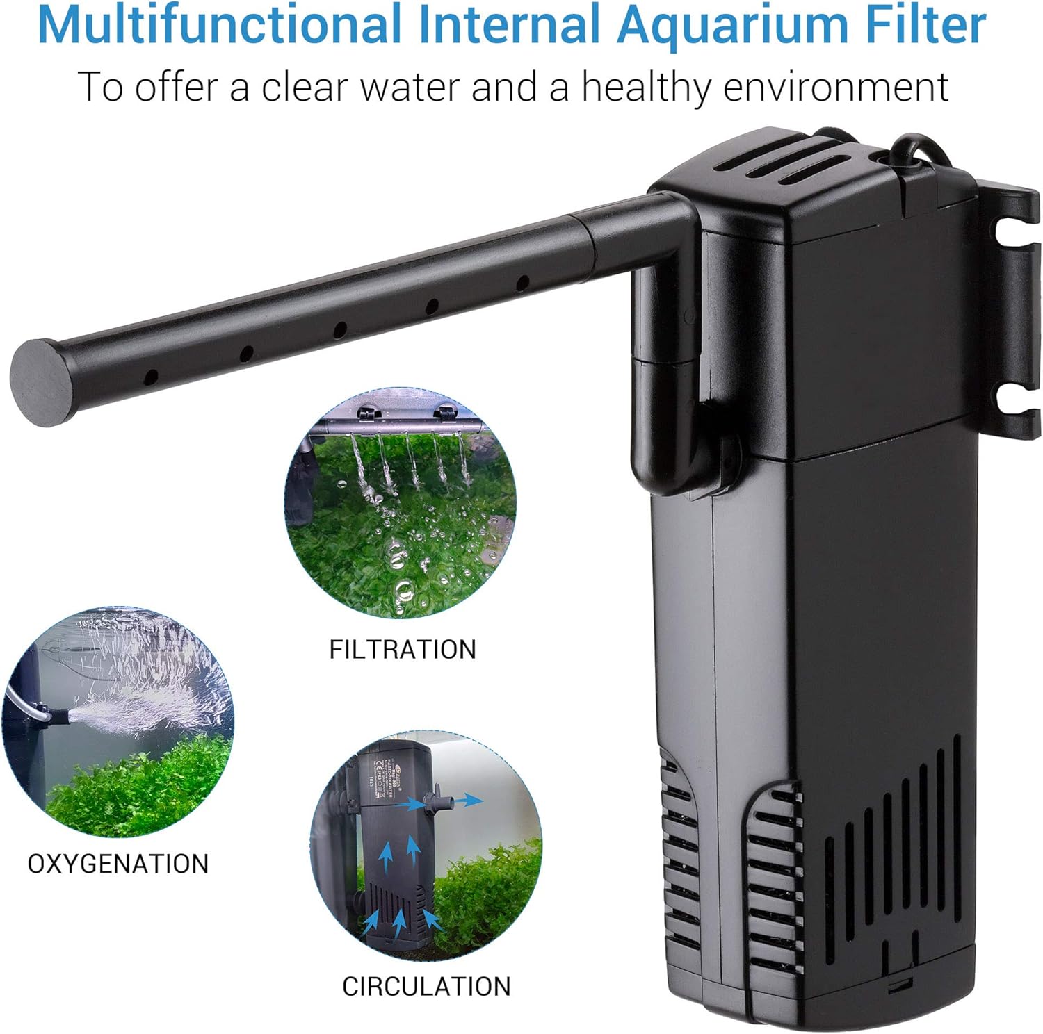 NICREW Fish Tank Filter, Internal Aquarium Filter for Small Tank