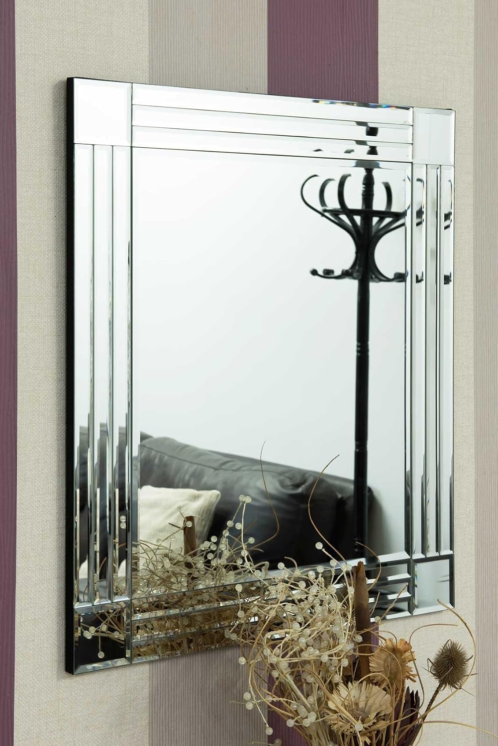 MirrorOutlet Silver Triple Bevelled Venetian Wall Mirror 2Ft3 X 1Ft11 (68cm X 58cm), 68 x 58,Frameless,YC082 - Image 3