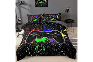 BDUCOK 5 Pieces Gamer Comforter Set for Boys Gaming Bedding Set Twin Size,Video Game Controller Comforter for Boys Kids Adult 3D Gamepad Microfiber Bed in A Bag Sets3001,Twin