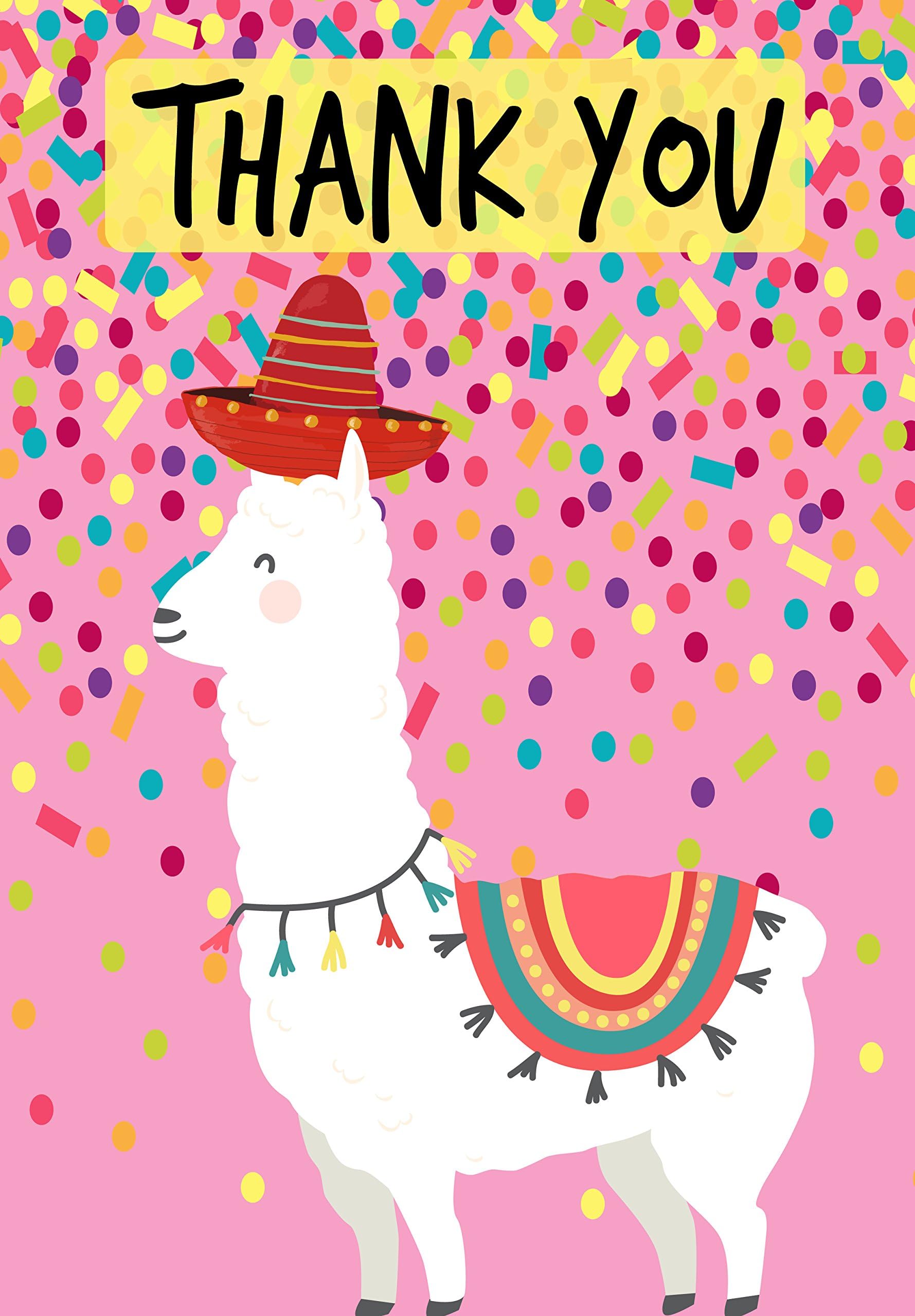 Greetingles Pack of 10 Llama Design Thank-You Cards & Envelopes