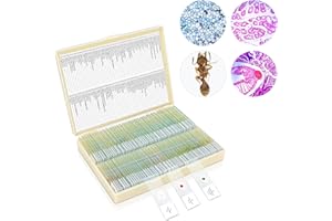 PALOBIL 120 Microscope Slides with Specimens, Prepared Microscope Slides, Glass Prepared Slides for Microscope Accessories,Biological Science Kit，for All Types of Microscopes